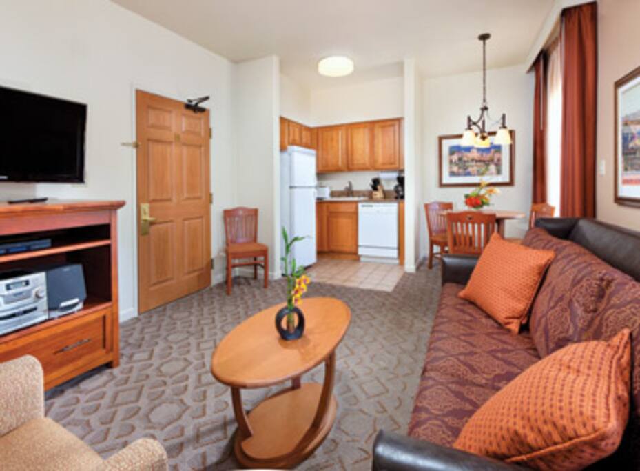 Living Room & fully equipped Kitchenette