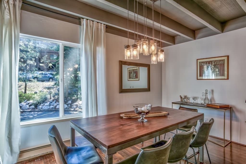 Spacious dining table with plenty of natural light