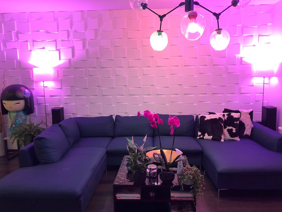 Living room in the night.