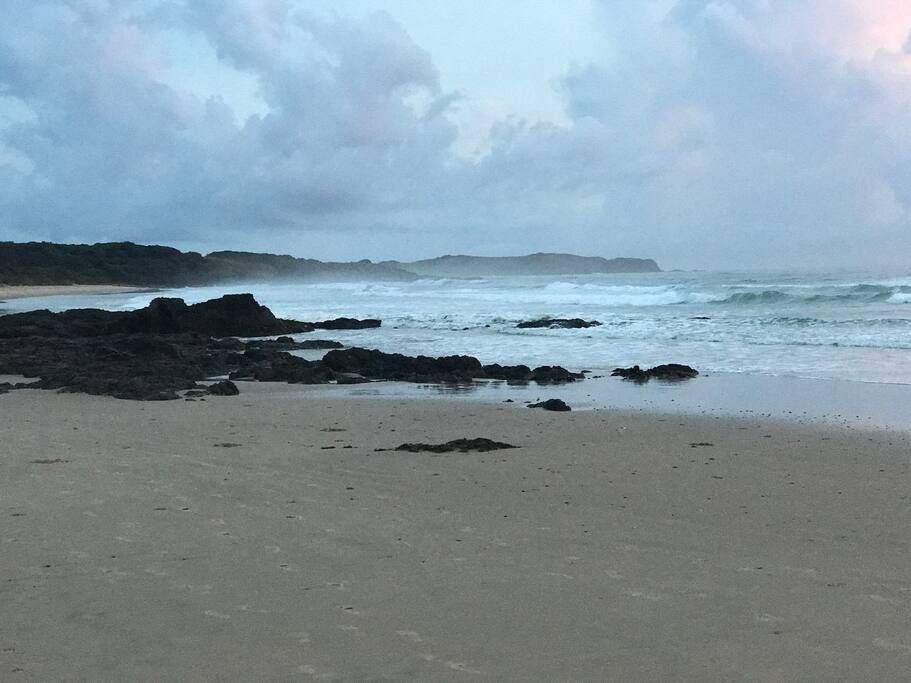 Beach is a 2 minute walk