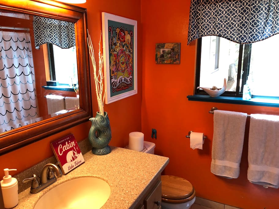 Guest bathroom, tub and shower