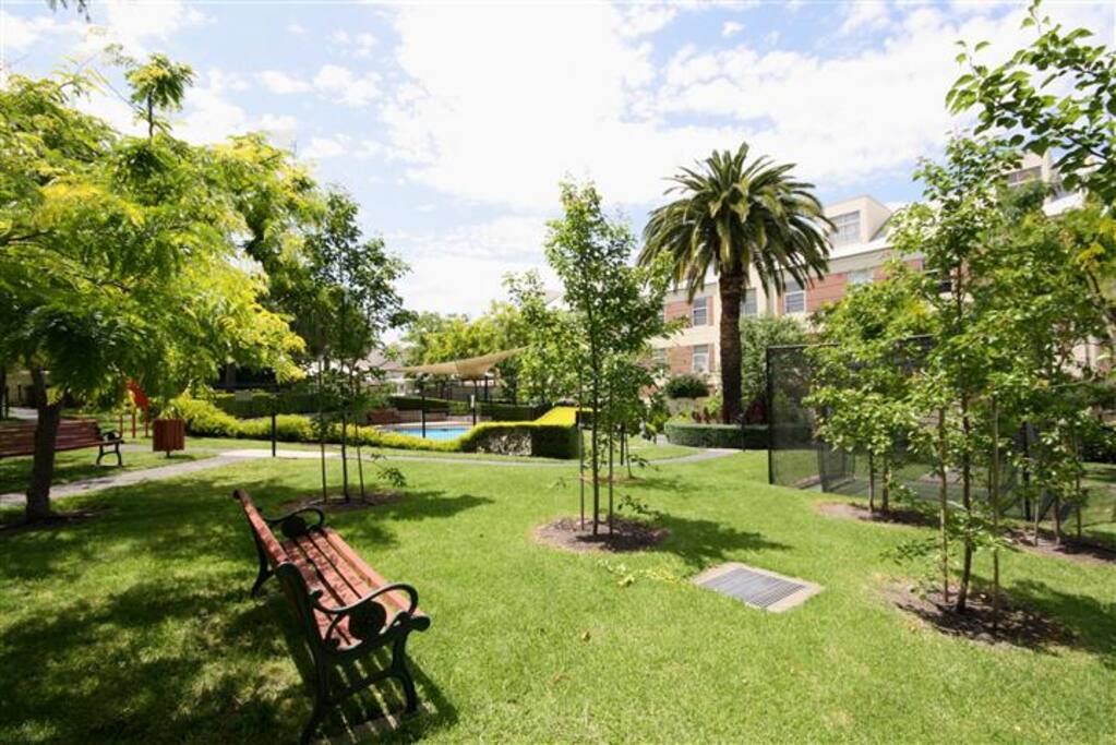 Garden area with golf net