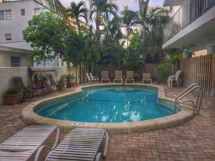 Pool and laundry area.