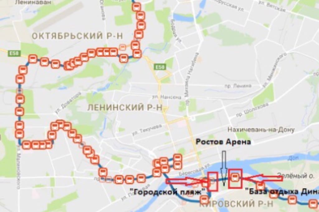 3 minutes to the bus stop number 516 to Rostov Arena