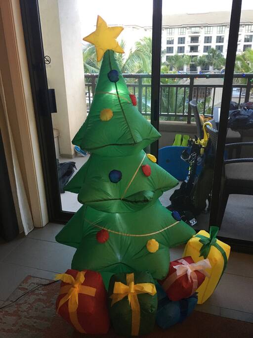 Bringing a little holiday cheer from the mainland to our vacation.