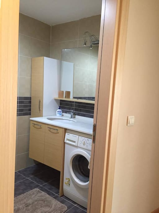 Bathroom with washing machine, shower room