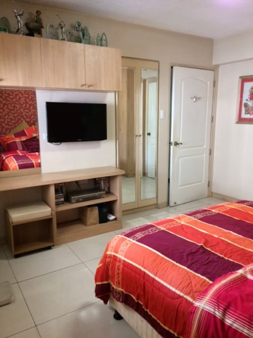 You will have your own cable TV, internet connection, and spacious working desk.