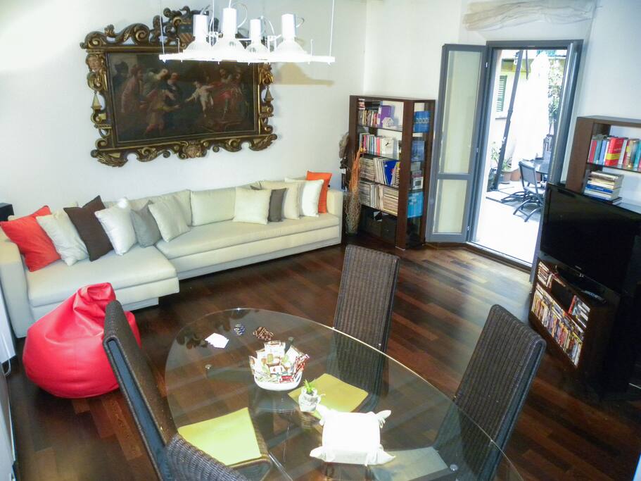 Wide living room with beautiful terrace