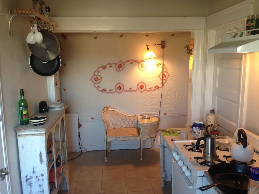 kitchen is small but functional