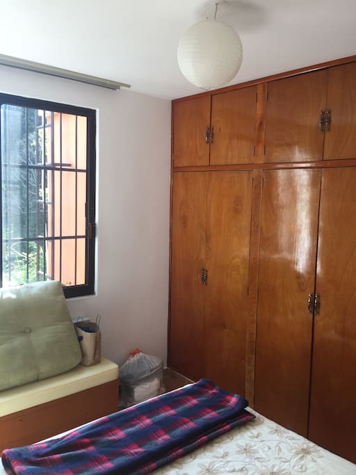 The wardrobe of the room, I have a few rags in there but it can be cleared for long stays