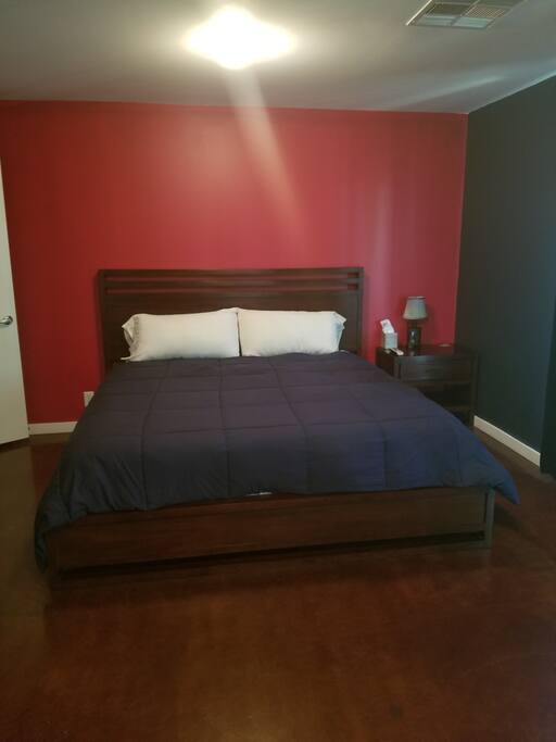 King size bed and pillows