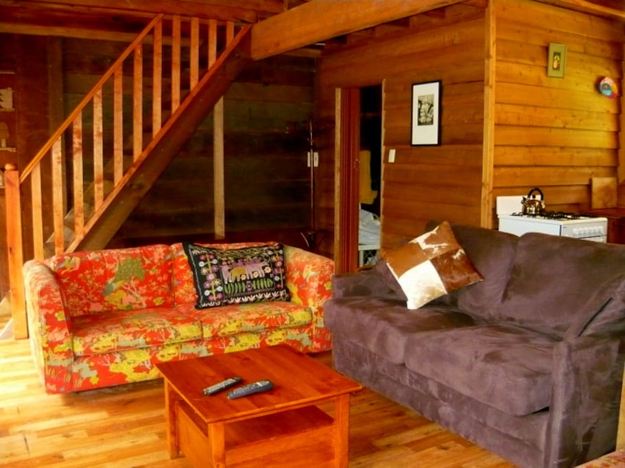Comfortable lounge area with sofa bed