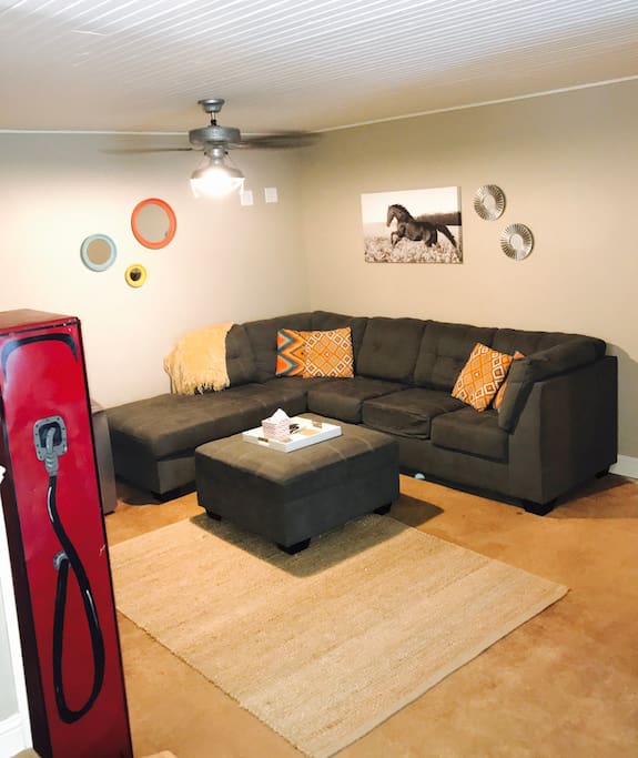 Put your feet up and watch a cowboy on the 55" flat screen or read book from our ever growing collection.