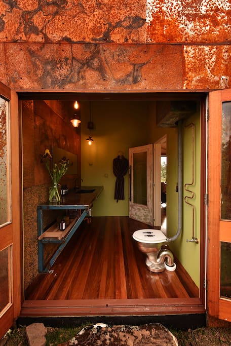 utilities room, blackwood floors with an industrial vibe.