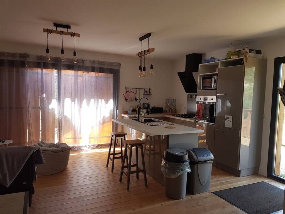 la cuisine équipée avec îlot central