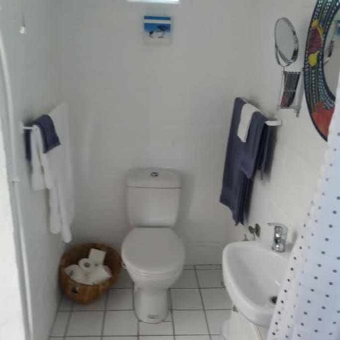 Toilet and hand basin - towels provided