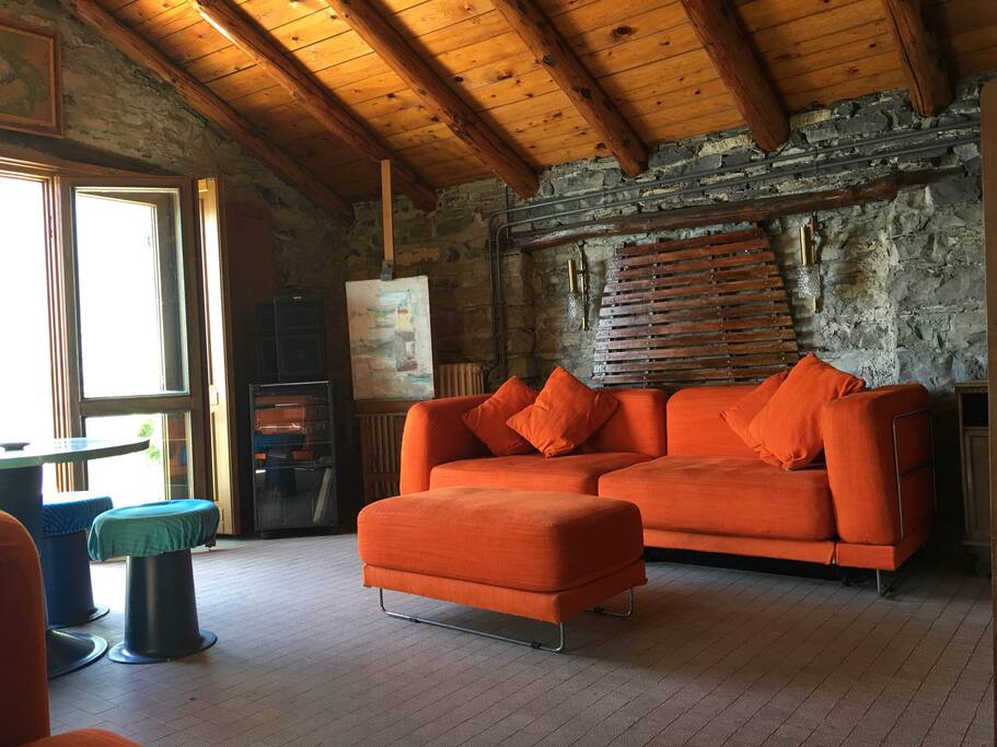 Warm atmosphere with original wood roof