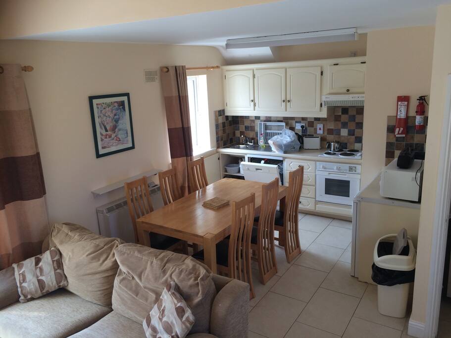Well equipped dining area with natural ambient light