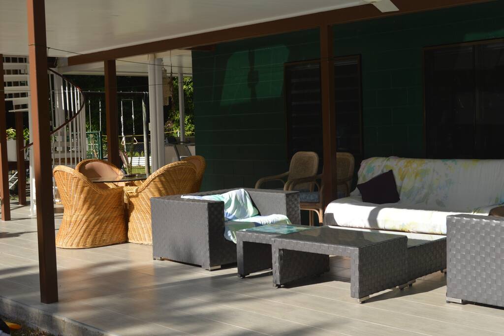 Outdoor lounge and breakfast table
