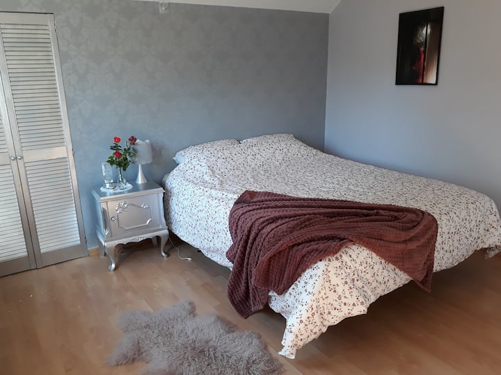 名为「巴黎」的浪漫房间。花园景观。