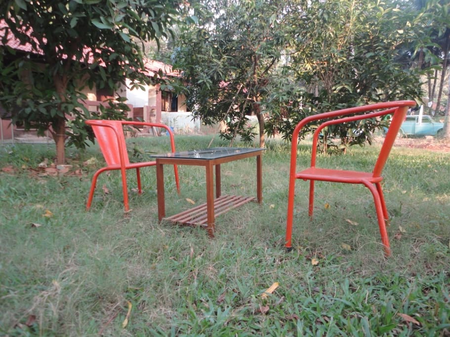 Tables on the lawn