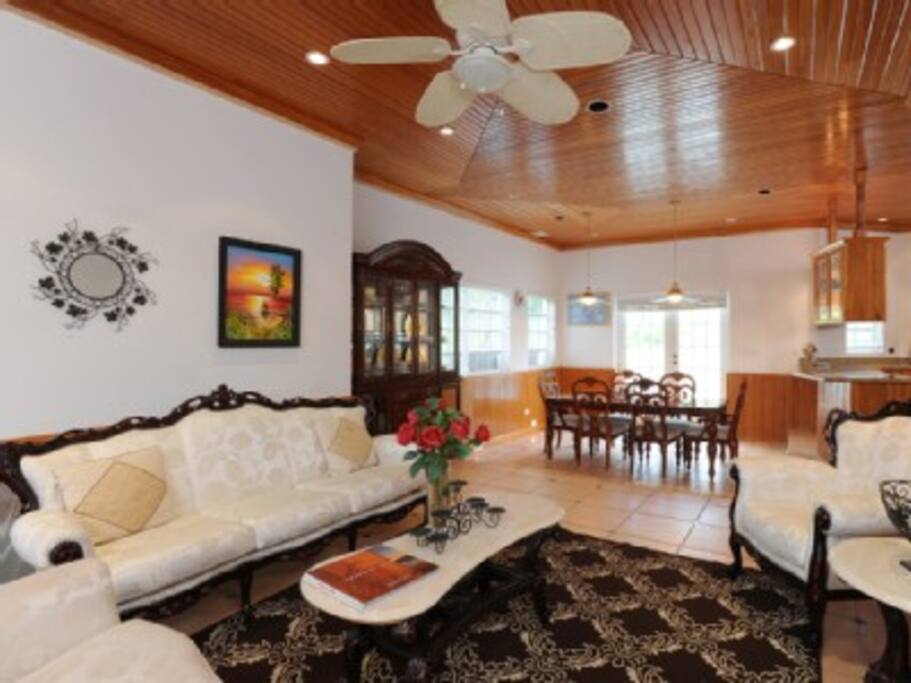 Living area looking into dining room