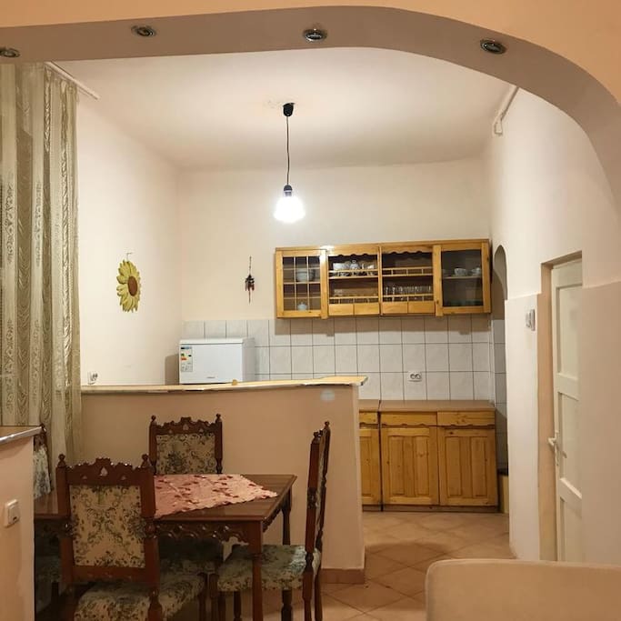 kitchen and dining area