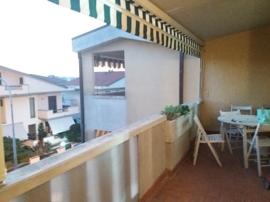 Entrance: a big balcony, table and chiars , relaxing wiev