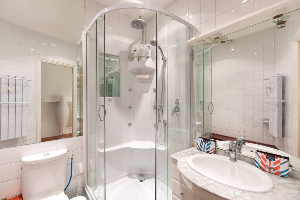 The shower room and The toilet.