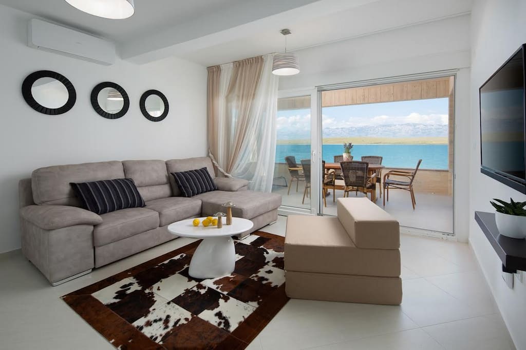 Living room with a sea view