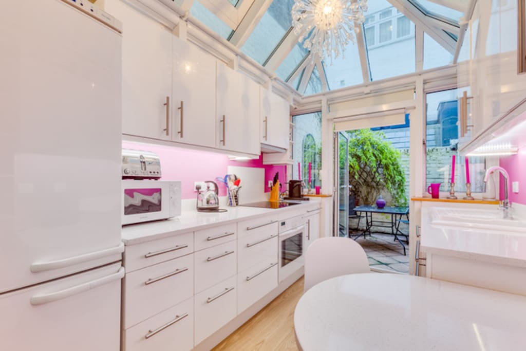 Bright kitchen with patio