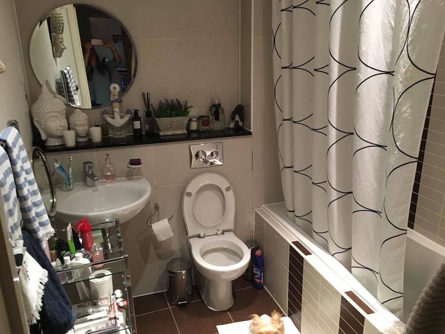 Private bathroom with bathtub for guests only