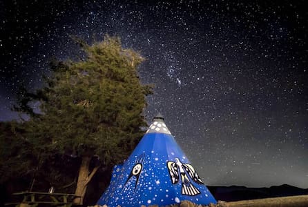 Tipi with a great view of the Blue Ridge Mountains