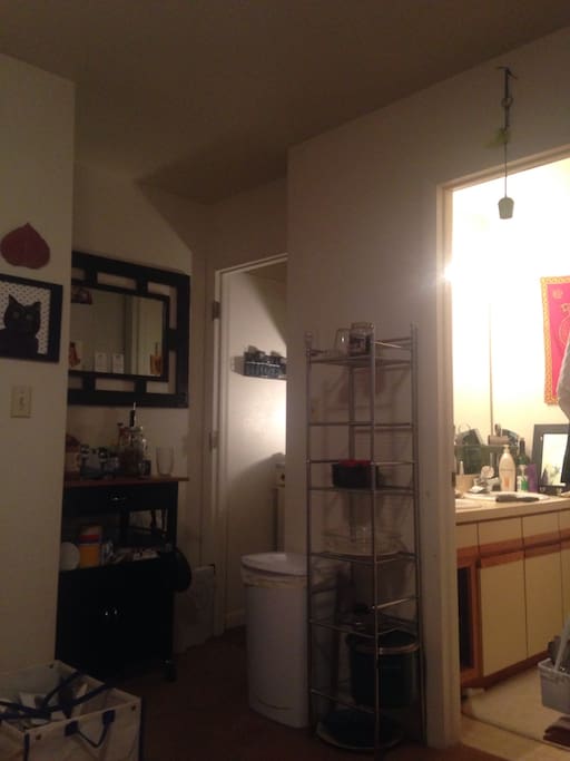 Kitchen and doorway to bathroom