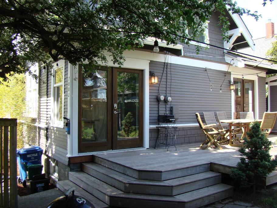 The entry (on the left) is the only shared space--the finished basement is all yours.