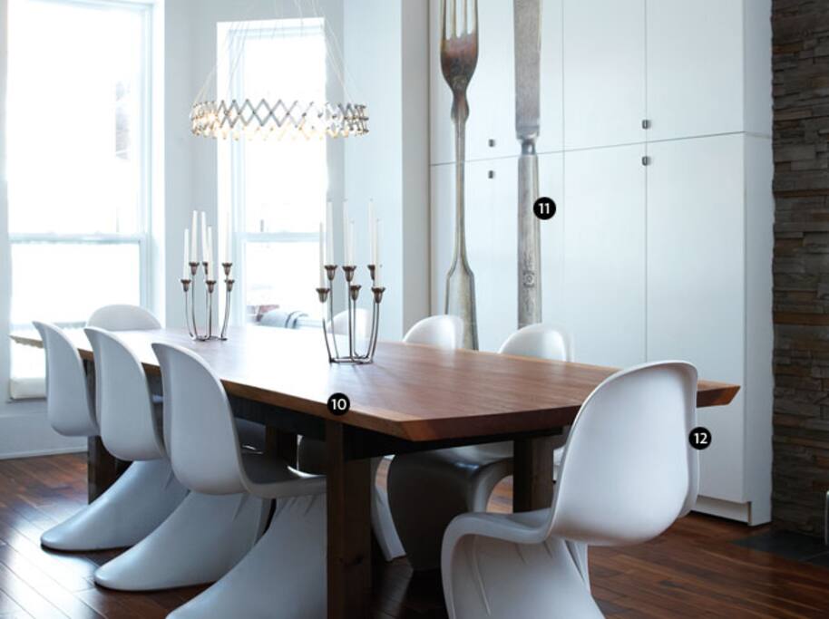 Dining table with seating for 10