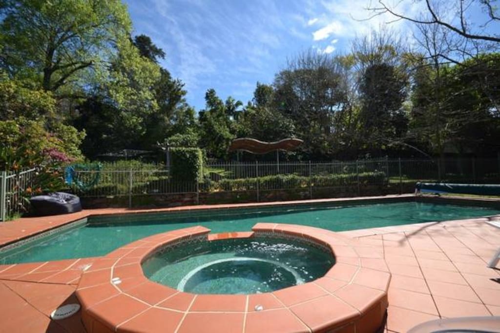 Solar/gas heated pool and spa