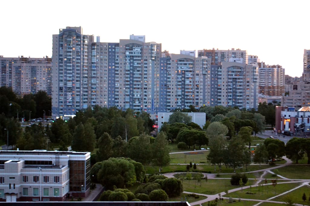 View from the kitchen window (in the right corner is undeground station )