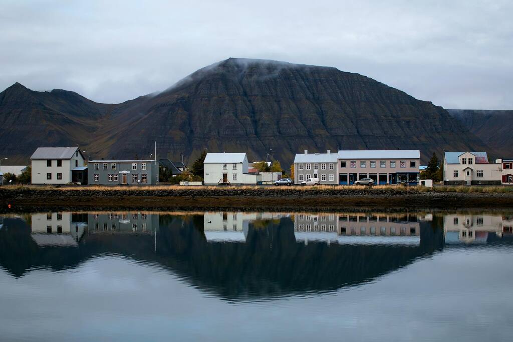 Hafnarstraeti, a view from the harbor. Our house is furthest to the left.