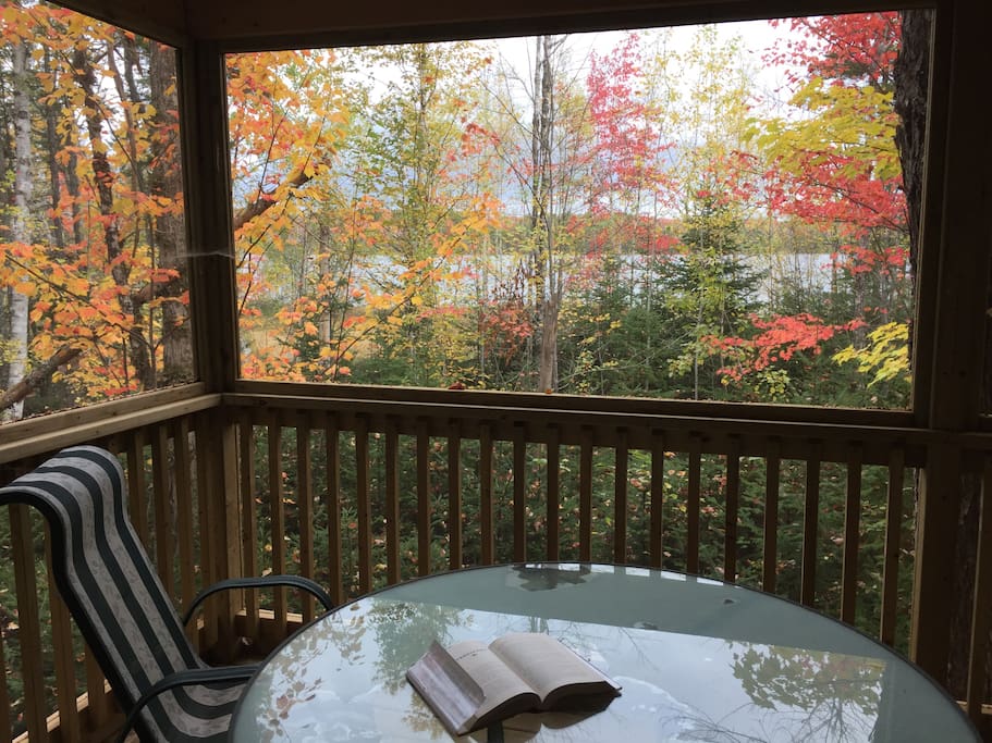 Huge lake view screened porch extends lounging/eating space into the forest for 4 seasons of comfort. Huge breaths required to savour that fresh clean air. Spectacular fall colours!!