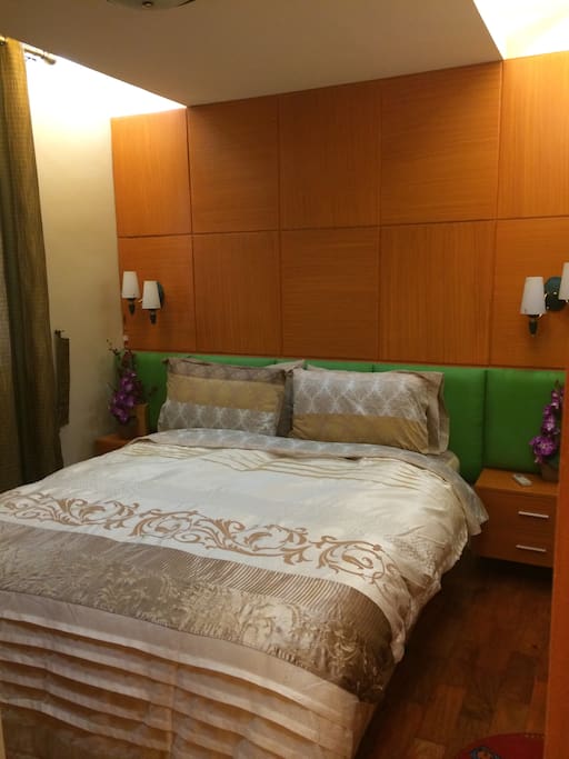Get your beauty sleep on the queen-sized bed :)