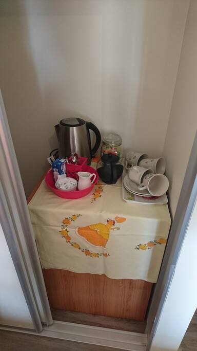 Your tea and coffee station.