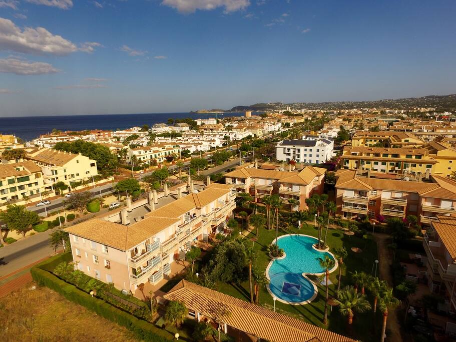 Aerial view of La Senia urbanization in Javea Port