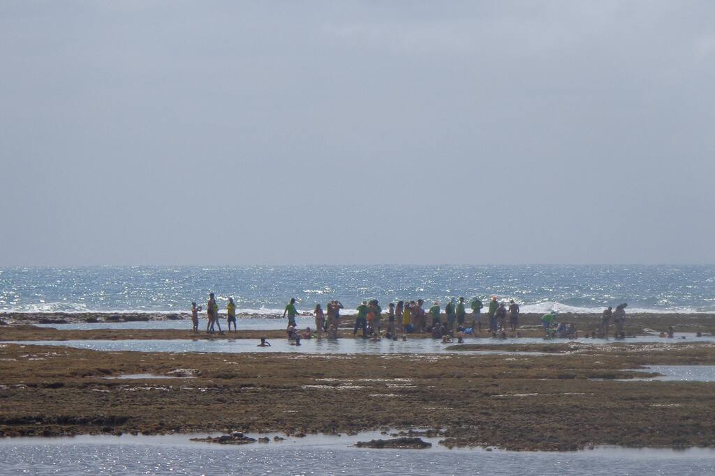 Trecho de mar a 5 quadras de distancia dos Apartamentos. Piscinas naturais a cerca de 10 minutos caminhando.