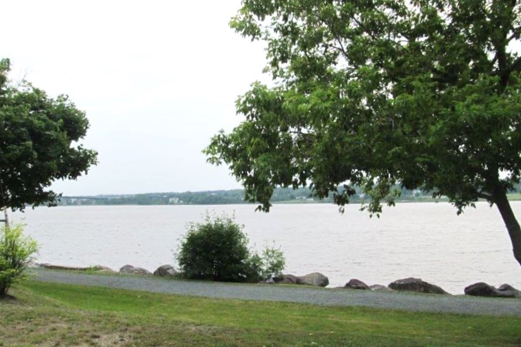 View of walking trail and Mighty Miramichi River