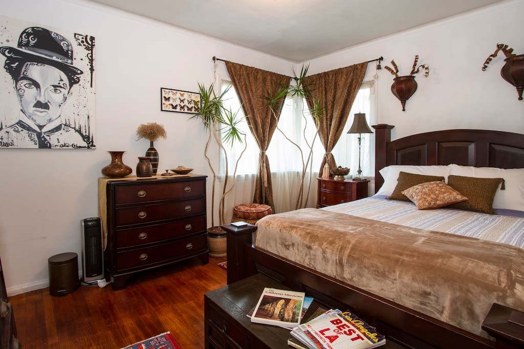 Your bedroom. There are extra pillows and a blanket stored in the closet in your bedroom. The mattress is medium firm.