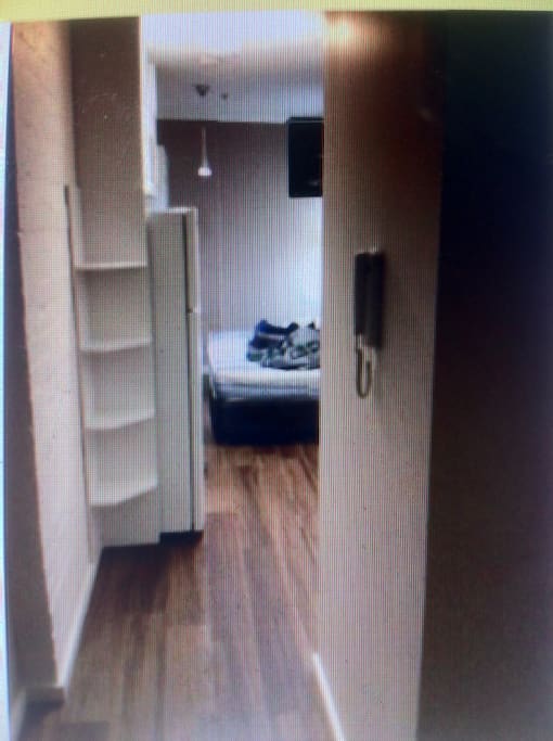Entry and View to Bedroom and kitchenette