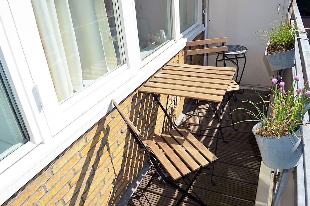 The balcony right in the sunny sun