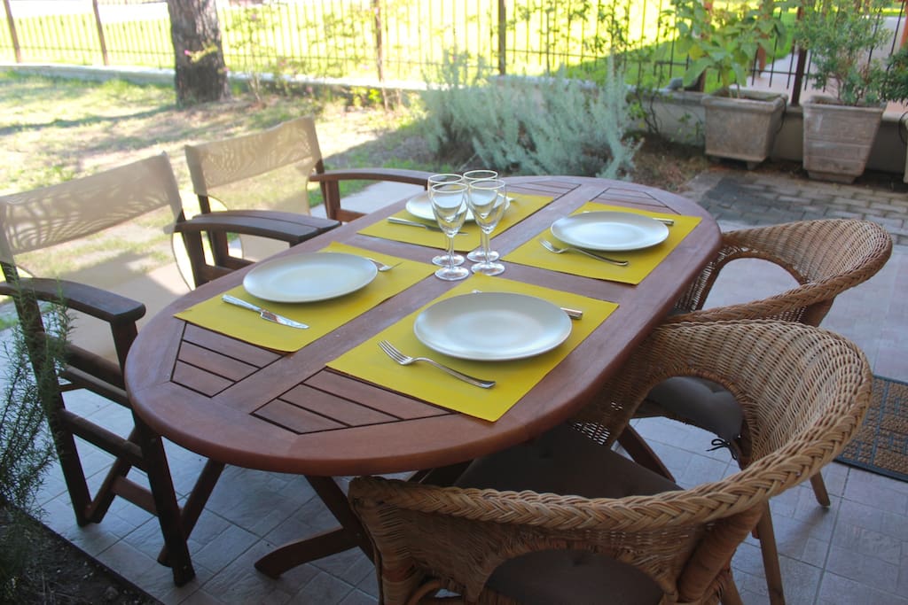 Start your relaxing day on an outside terrace.