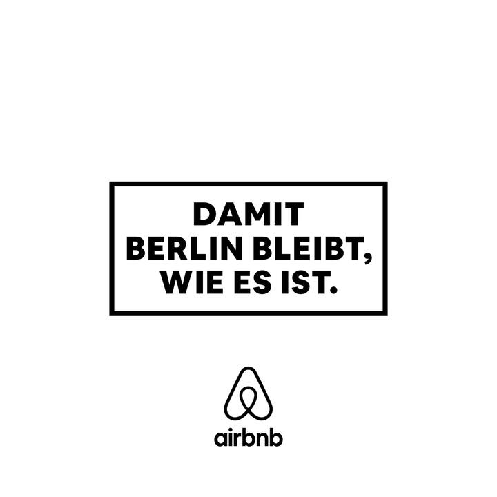 logo reading "Damit Berlin Bleibt, Wie Es Ist." with the airbnb belo below